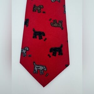 NWT Boys Clip on Red black Dog Pattern neck Tie formal outfit kids size 5T